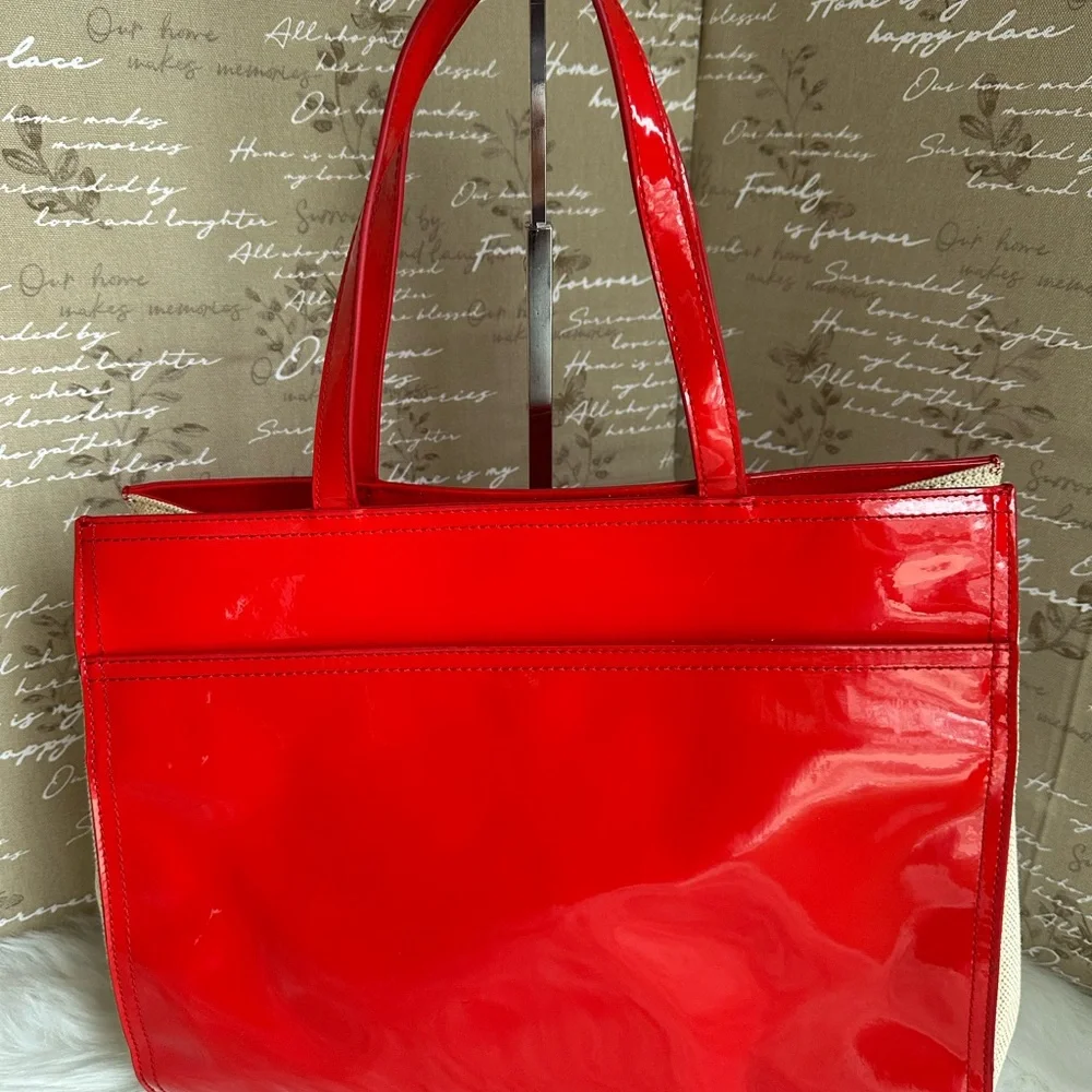 Red Patent Leather Tory Birch Tote Bag - Picture 4 of 9